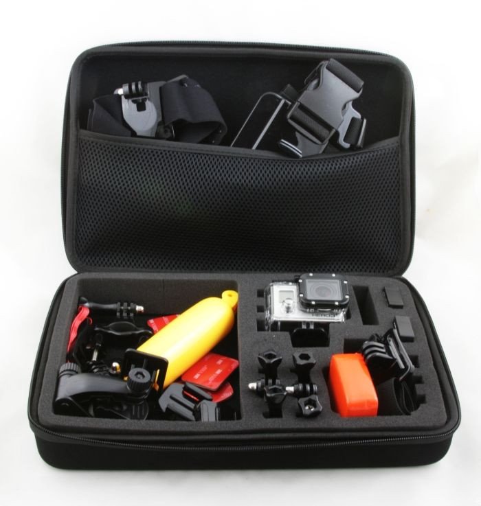 Set aksesorësh Xrec XXL për GoPro Hero dhe SJCAM, universal, i zi