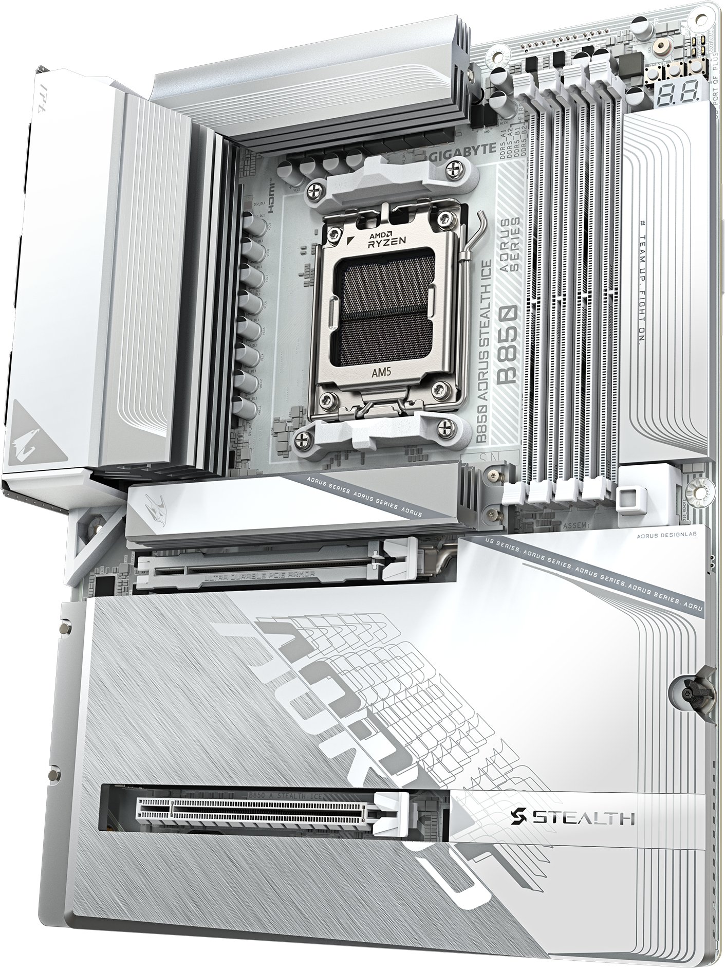 Pлоча за мајка GIGABYTE B850 AORUS STEALTH ICE, DDR5, 4x M.2, PCIe 5.0, бела