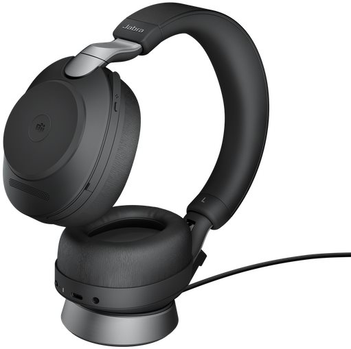 Kufje Jabra Evolve2 85 MS Stereo, USB, Active Noise Cancellation, me charging stand, të zeza