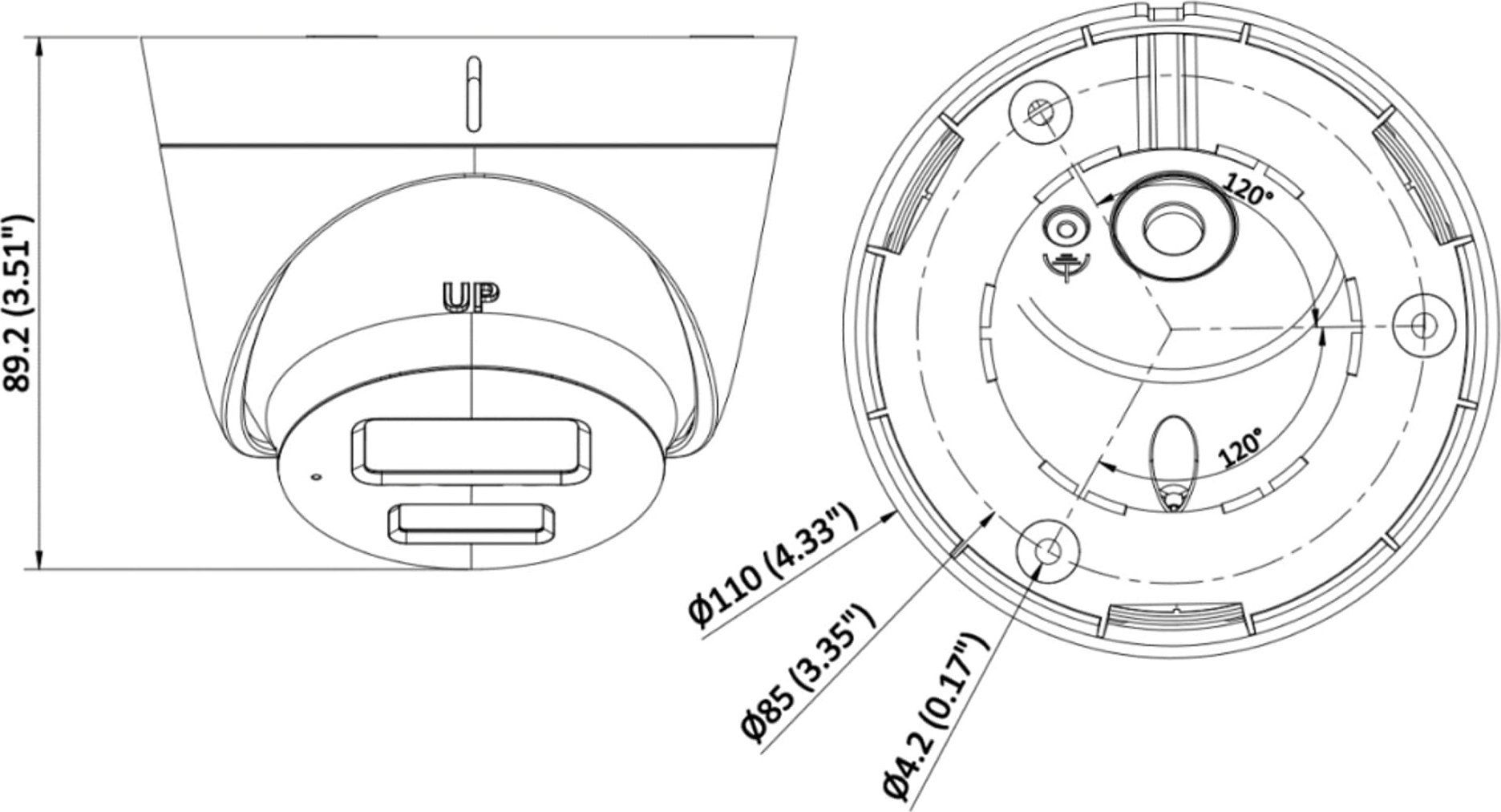 Kamerë IP Hikvision DS-2CD1343G2-LIU, 4MP, dome, e bardhë