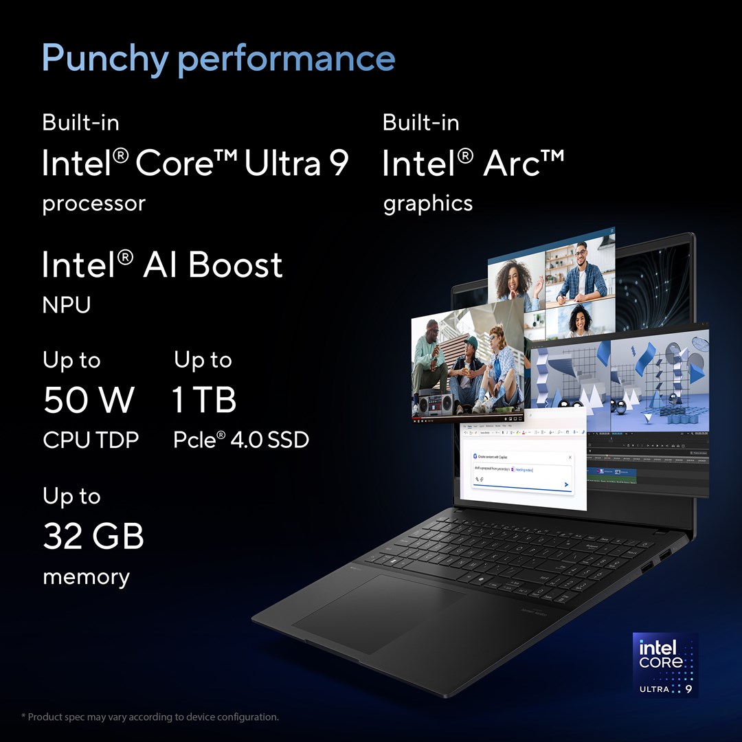 Laptop ASUS Vivobook S, 15.6", Intel 185H, 32 GB RAM, 1 TB SSD, i zi