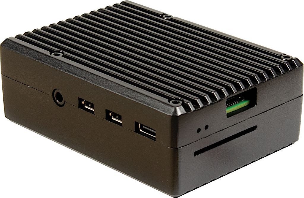 Kuti alumini për zhvillim Inter-Tech ODS-716, për Raspberry Pi 4 Model B, metal i zi