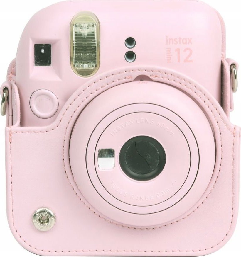 Këllëf LoveInstant për Fujifilm Instax Mini 12, lëkurë eko, me rrip, rozë