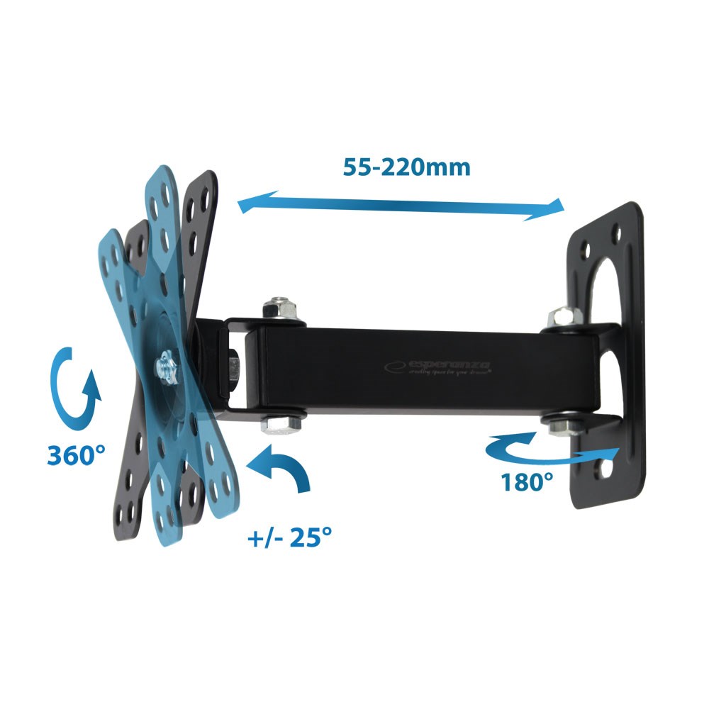 Mbajtëse muri për TV Esperanza ERW011, 12"-50", 20 kg, e zezë