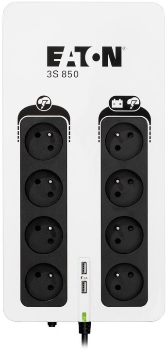 Mbrojtës për shkarkesa elektrike Eaton 3S 850 FR, 850VA/510W, i bardhë/zi