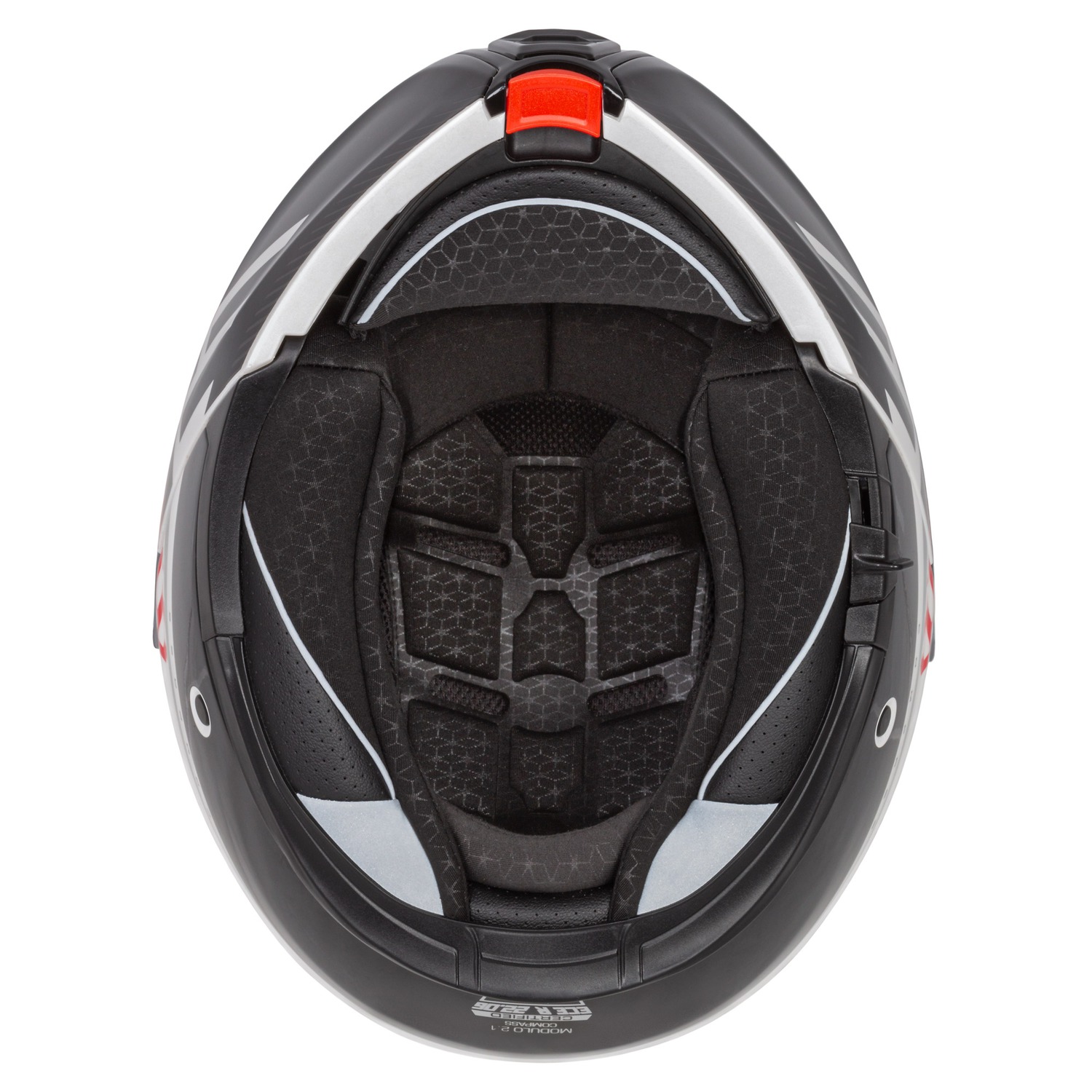 Kaskë moto CASSIDA Modulo 2.1 Compass, touring, Pinlock ready, e bardhë perlë e zezë e kuqe argjend