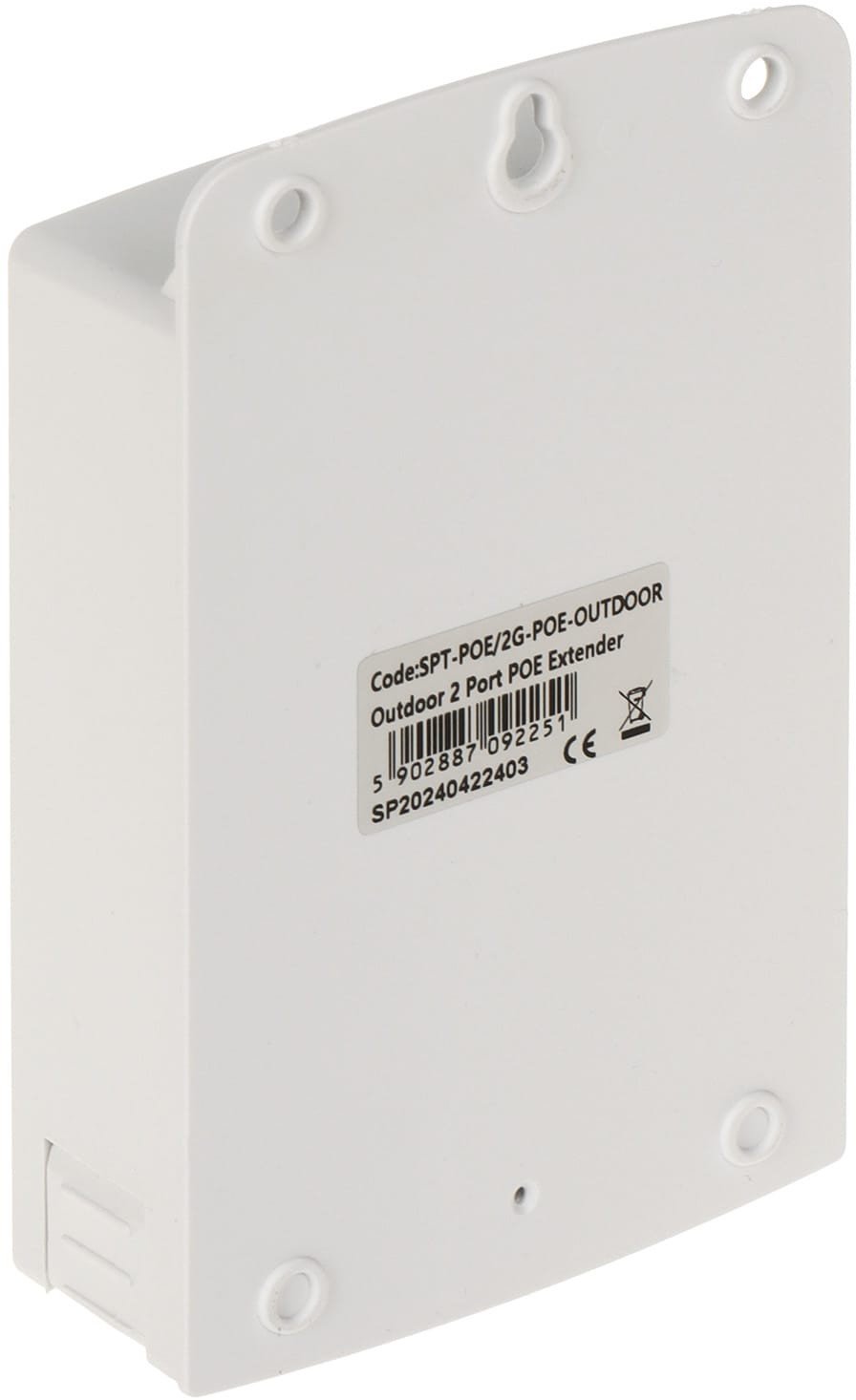 Мрежен продолжувач SPT, етернет PoE за надворешна употреба, 2 порти, црн