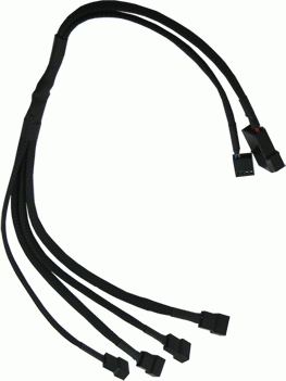 Kabllo ndarëse ventilatori GeLid CA-PWM-03, 1 në 4, 4-pin PWM, e zezë