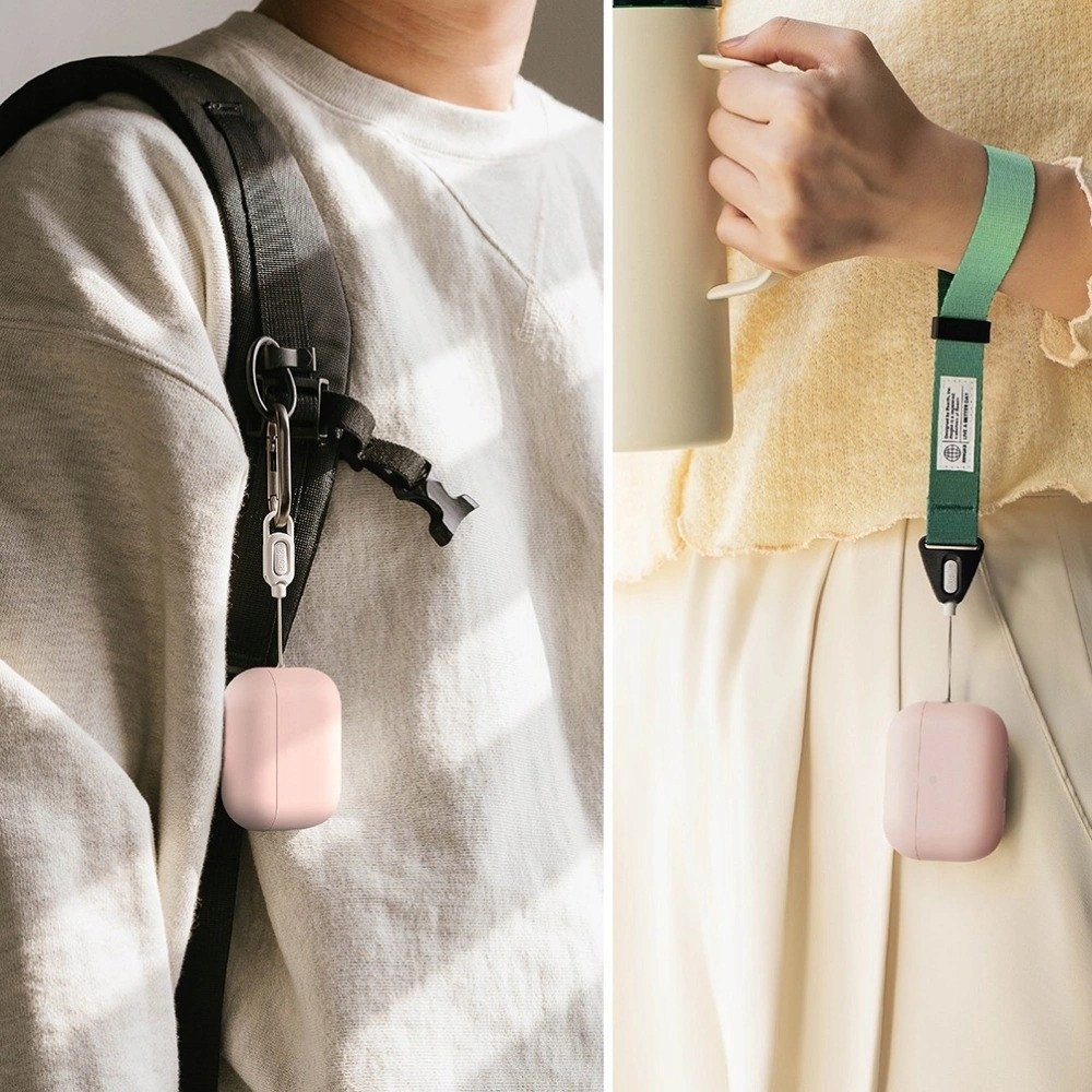 Силиконска маска Ringke за Apple AirPods Pro 3, со капак за полнење, розова Pink Sand