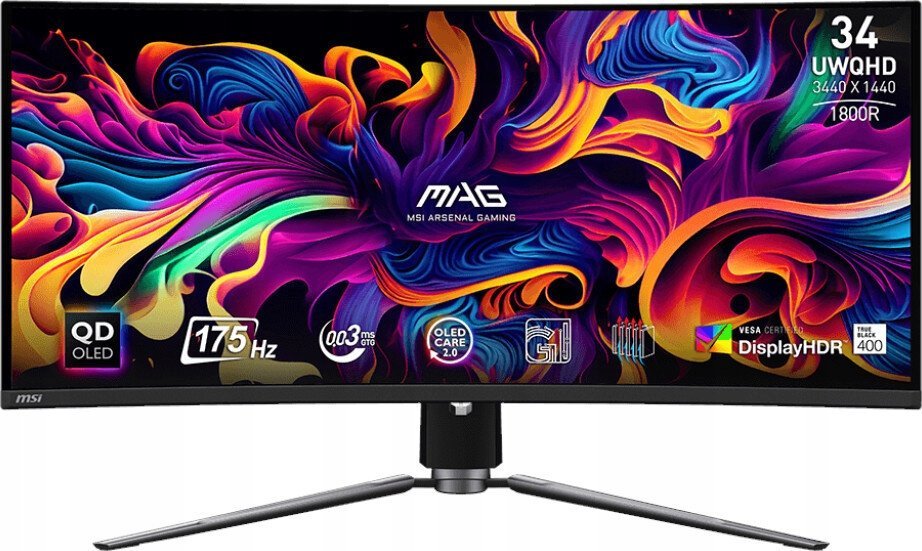 Monitor gaming MSI MAG 341CQP QD OLED, 34", 175Hz, UWQHD, i zi