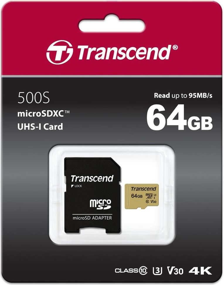 Kartë memorie MicroSD Transcend 500S, 64GB, SDXC