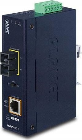 Media konvertues rrjeti PLANET IP30, Gigabit 10/100/1000BASE, PoE+, industrial