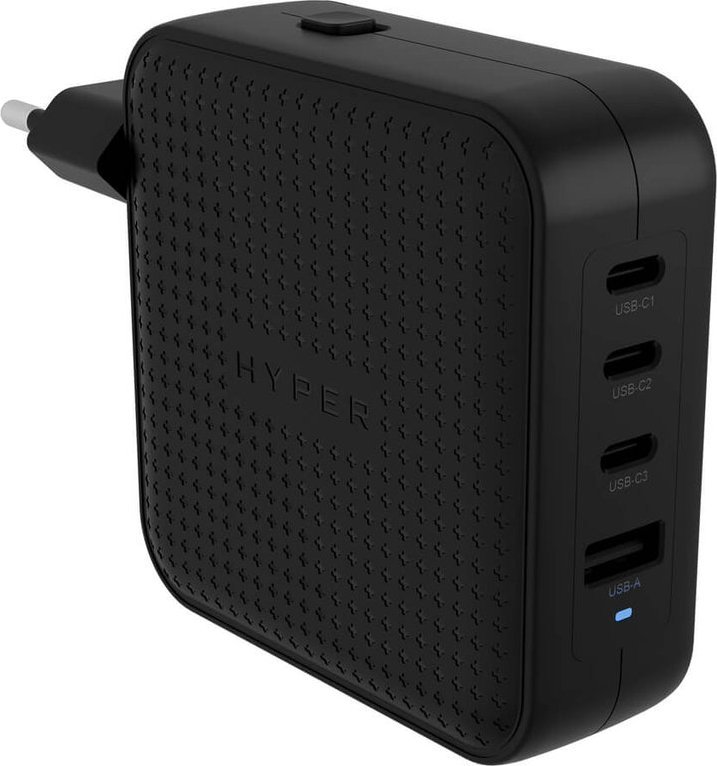 Karikues udhëtimi Hyper HyperJuice 100W, 3x USB C, 1x USB A, i zi