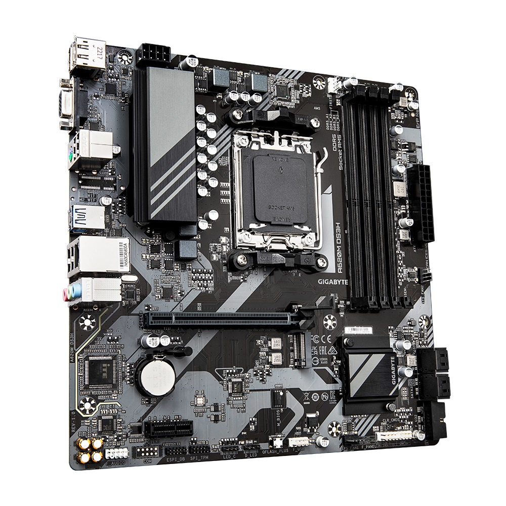 Pllakë amë Gigabyte A620M DS3H (rev. 1.0), Micro-ATX, AM5, DDR5, e zezë