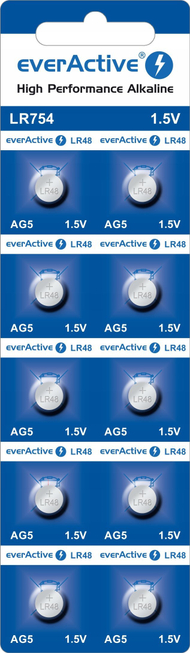 Bateri alkaline Everactive LR754 AG5, 1.5V, paketim 10 copë