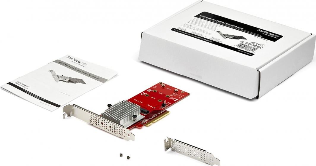 Kartë adaptuese SSD StarTech Dual M.2 PCIe, PCIe 3.0 x8 x16, NVMe AHCI, e zezë