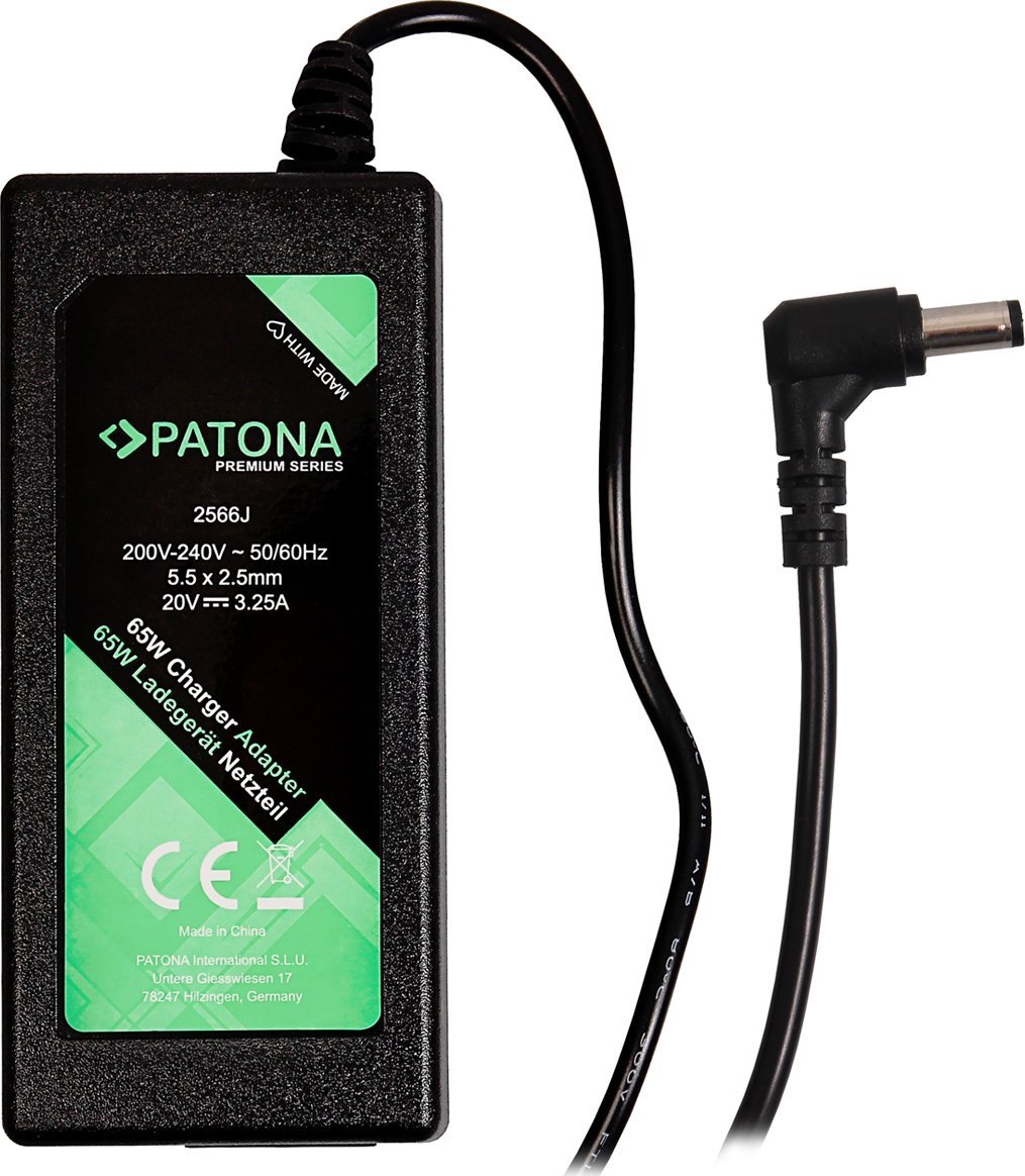 Adapter karikues laptopi PATONA, 20V 3.25A 65W, konektor 5.5x2.5mm, i zi