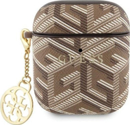 Mbulesë Guess GUA2PGCE4CW GCube Charm për AirPods 1/2, lëkurë ekologjike, kafe