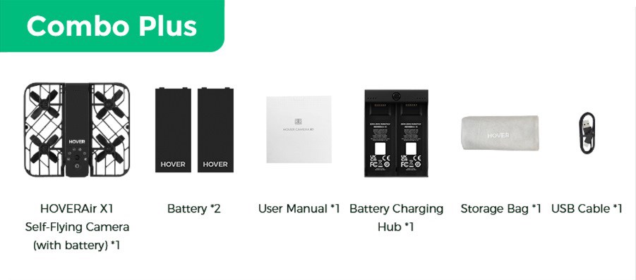Dron HoverAir X1 Combo Plus, i zi