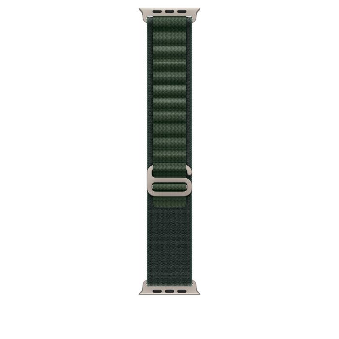 Apple Watch 49mm Loop, Dark Green Alpine Loop, Natural Titanium Finish, M