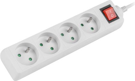 Продолжен кабел Lanberg со 4 приклучоци, 1.5 m, бела боја