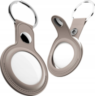 Кожна држачка за Епл АирТаг KeyBudz AirTag Keyring, метална карабинерка, sandy beige