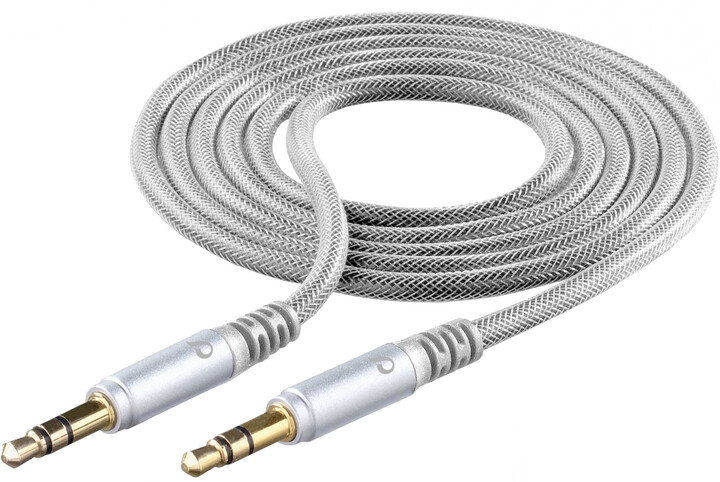 Kabllo audio Cellularline Unique Design për iPhone, 2x 3.5mm jack, 1m, e argjendtë