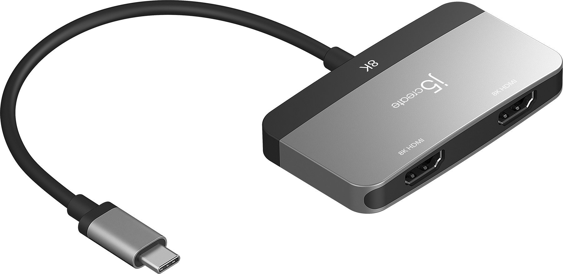 Adapter USB C j5create JCA364, Dual HDMI, deri 8K, i zi gri