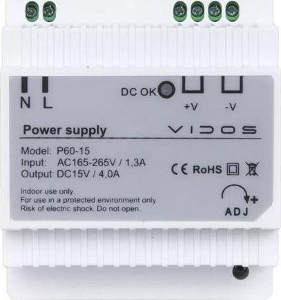 Furnizim energjie Vidos P60/15, për video interfon, montim në shinë DIN