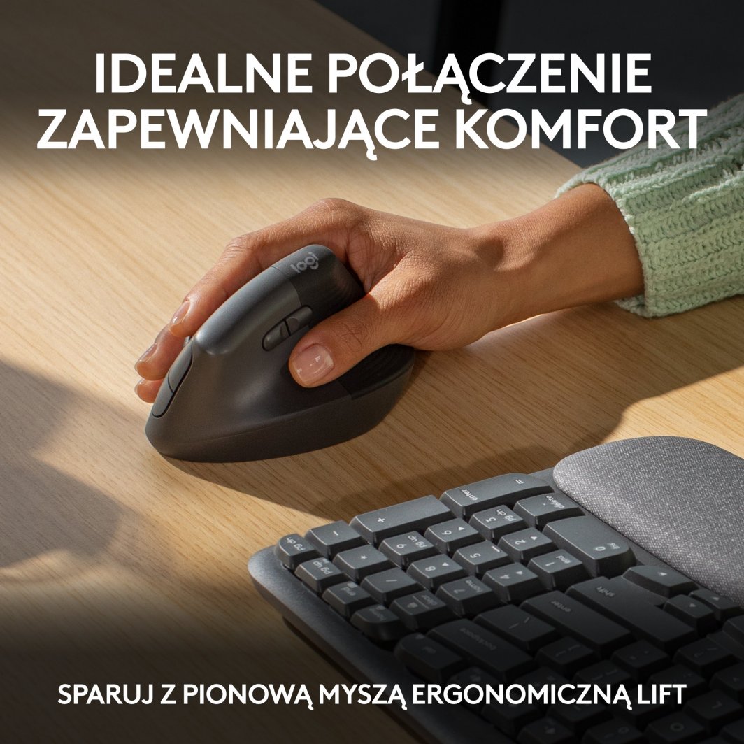 Tastierë Logitech Wave Keys, ergonomike, pa tela, grafit