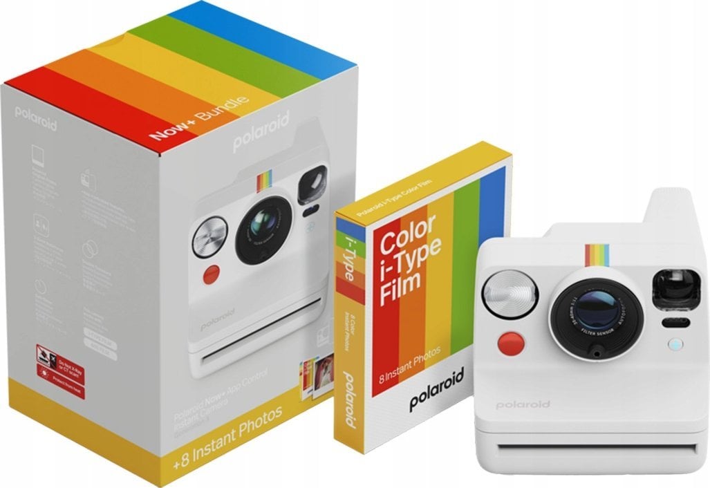 Aparat fotografik instant Polaroid Now+ Gen 3 Bundle, Bluetooth, film i-Type, i bardhë