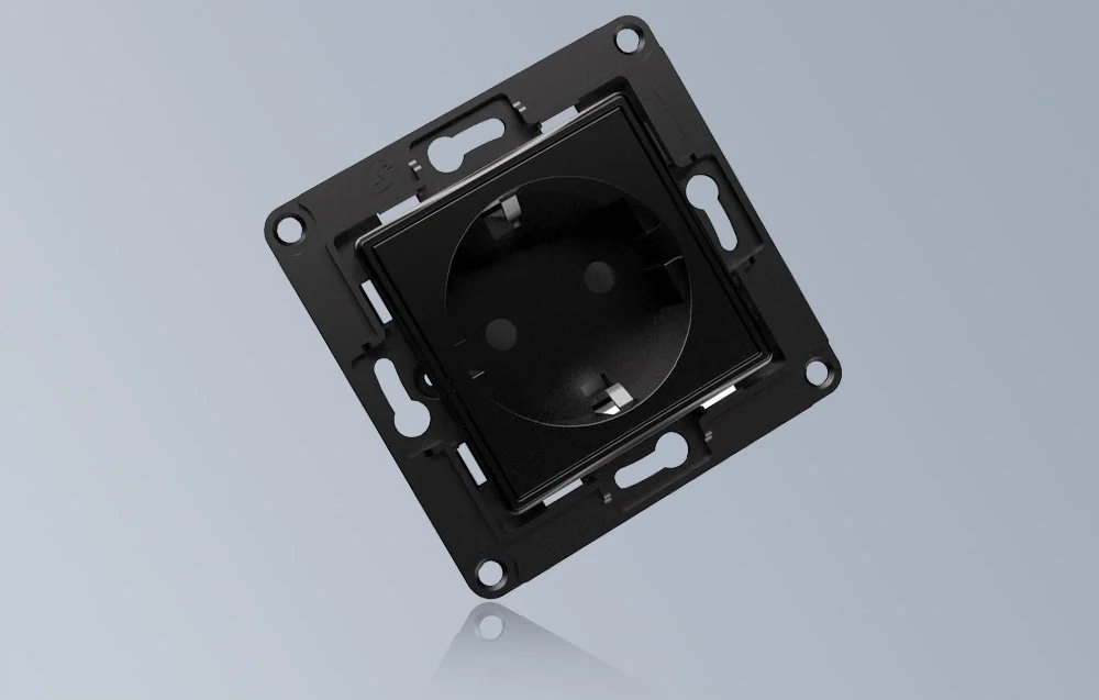 Prizë murale Shelly Wall Socket EU, montim në mur, e zezë