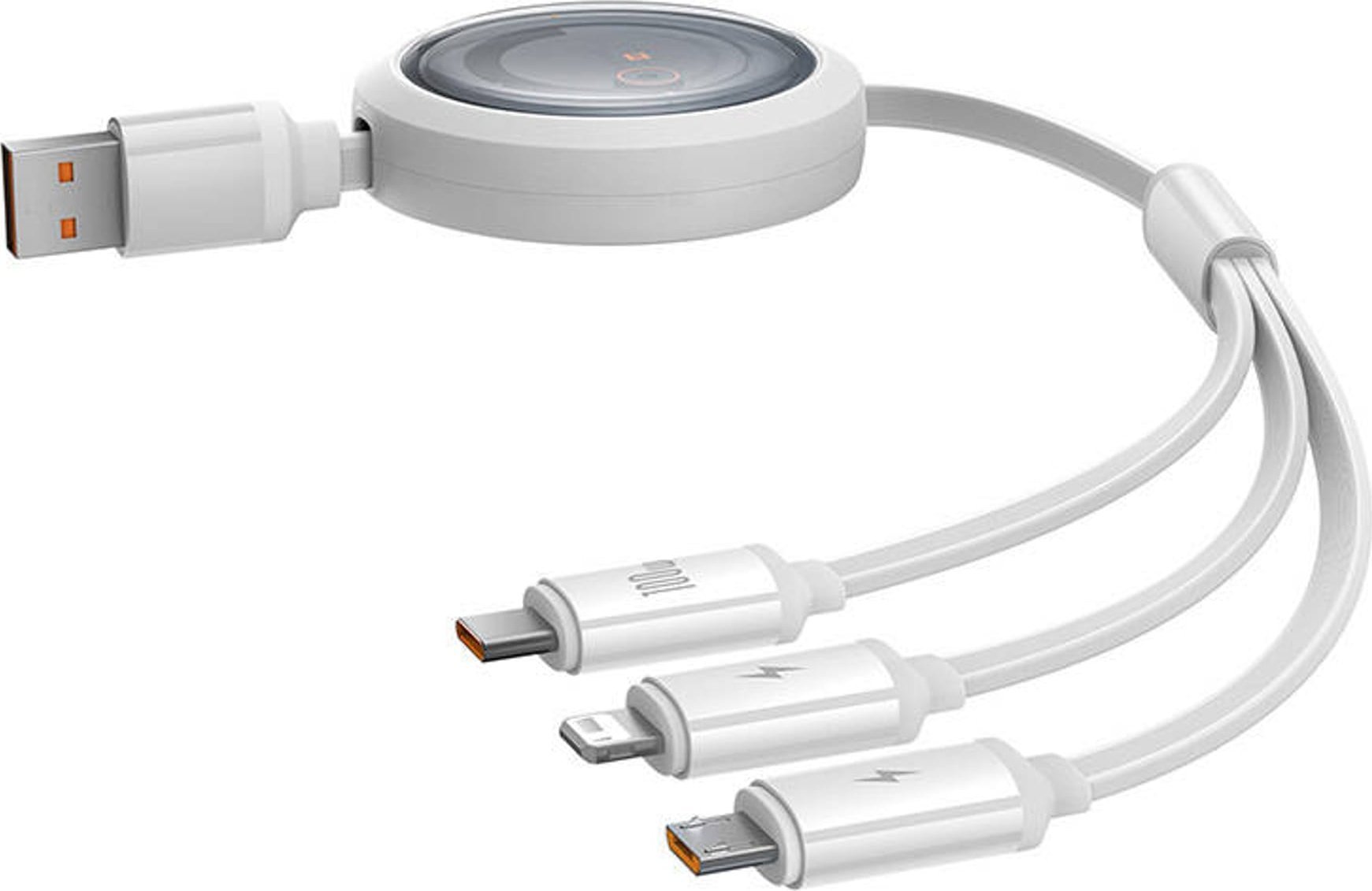 Kabllo karikimi Baseus Free2Draw Retractable Crystal, USB, karikim i shpejtë, transparente