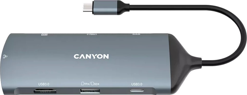 Hub USB C Canyon DS 15, 8 në 1, 4K, gri e errët