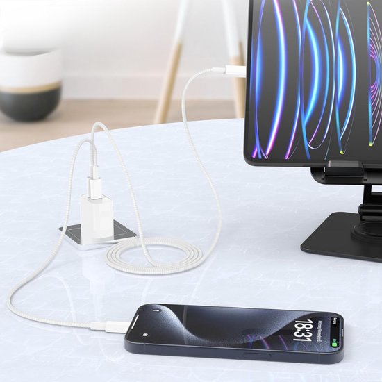 Kabllo karikimi Cubenest USB C në USB C, 60W, 1m, e bardhë