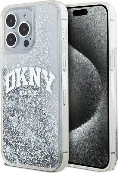 Mbulesë telefoni DKNY Liquid Glitter Big Logo për iPhone 15 Pro 6.1", TPU PC, e bardhë