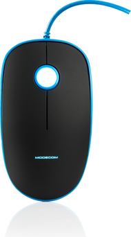 Maus Modecom M111, me kabllo, USB, i zi dhe i kaltërt