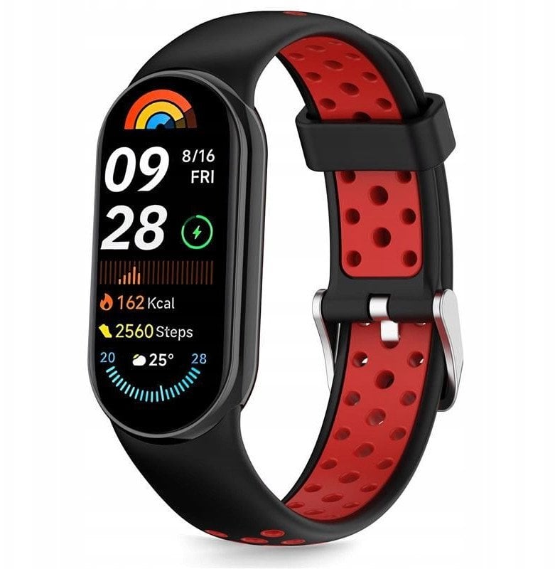 Rrip dore Tech-Protect Iconband Air, për Xiaomi Smart Band 8 9 10 NFC, silikon, zi e kuqe