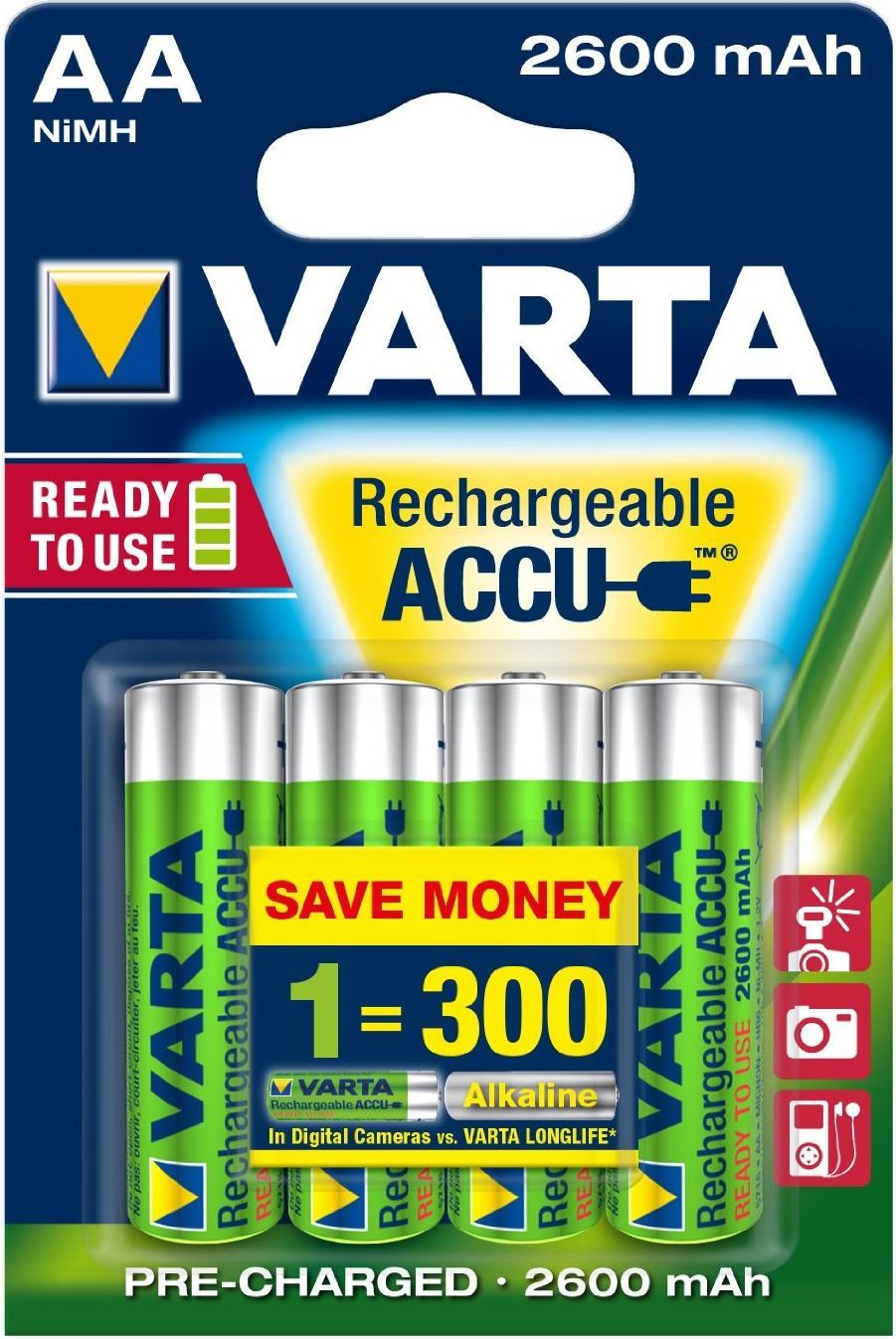 Bateri Varta elektronike AA / R6 2500mAh, 4 copë.