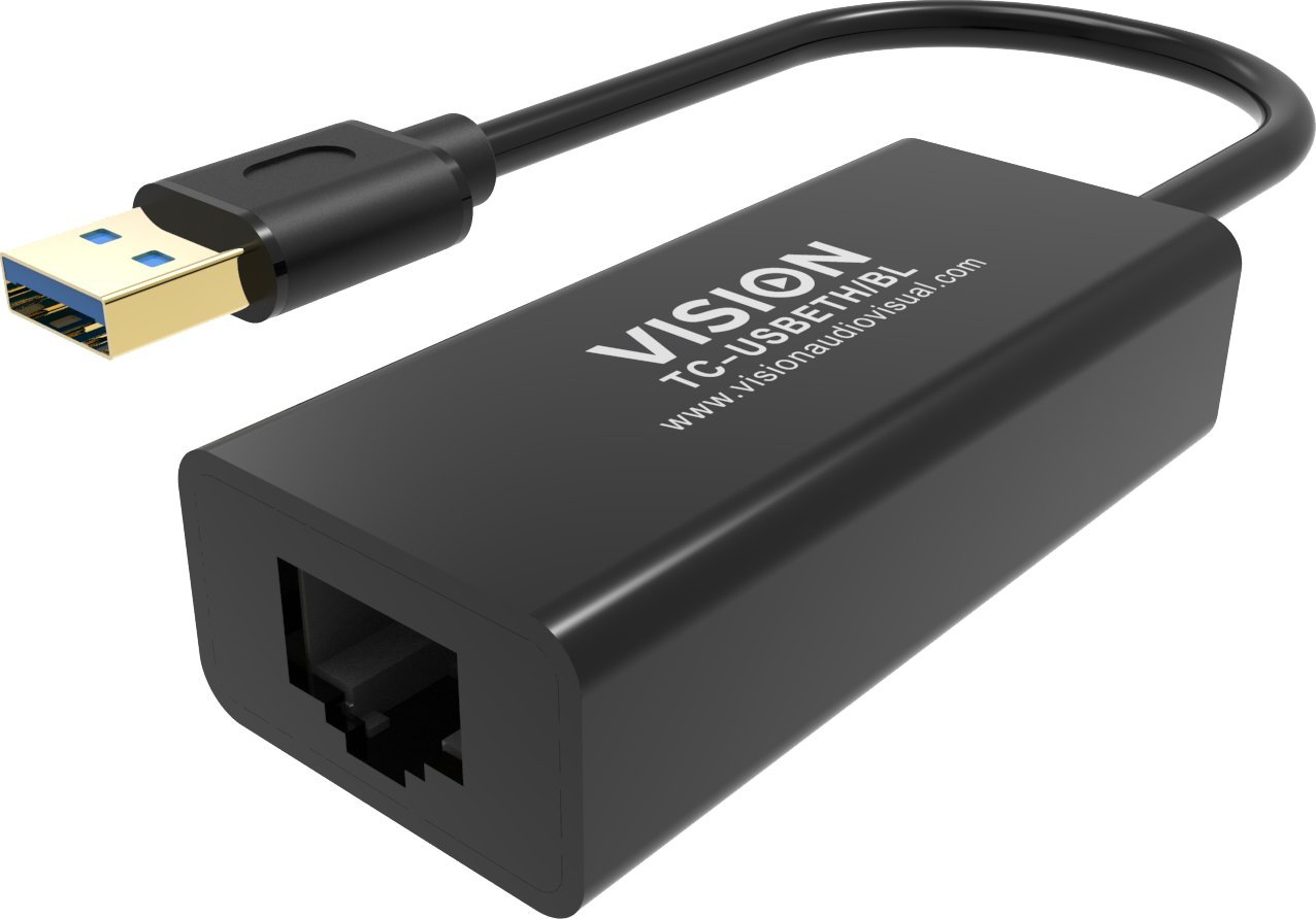 Adapter rrjeti Vision TC-USBETH BL, USB në Ethernet RJ45, 10 100 Mbps, i zi