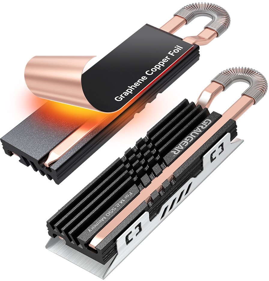 Ладилник SSD Graugear Heatpipe, за M.2 NVMe 2280, графен бакар