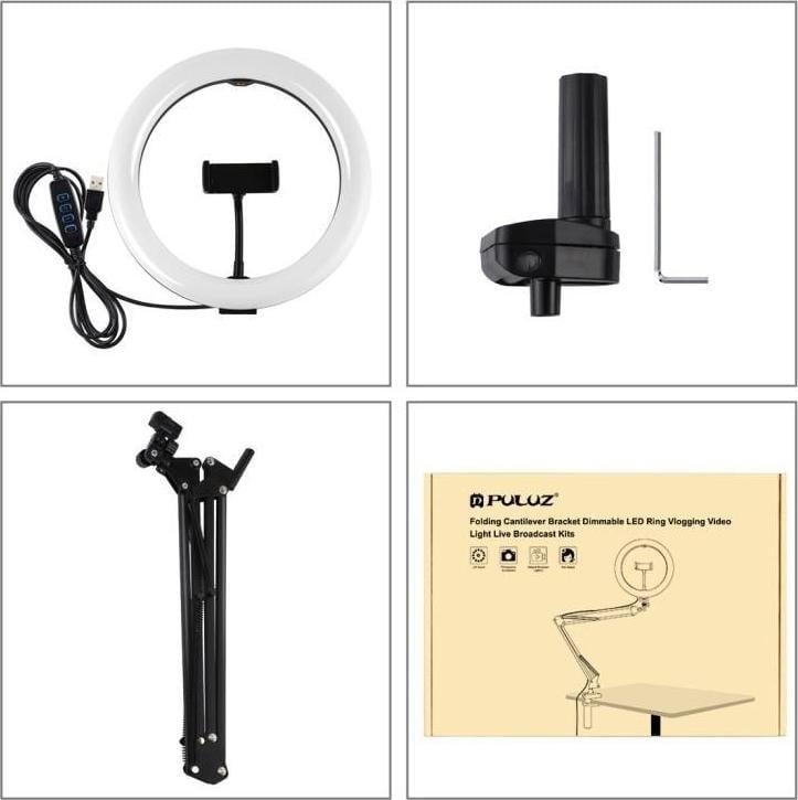 Unazë LED për vlog Puluz PKT3090B, 26 cm, 9.4W, për tavolinë