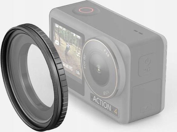 Adapter për kamera Puluz PU994B, për filtra 49mm, për DJI Osmo Action 4, i zi
