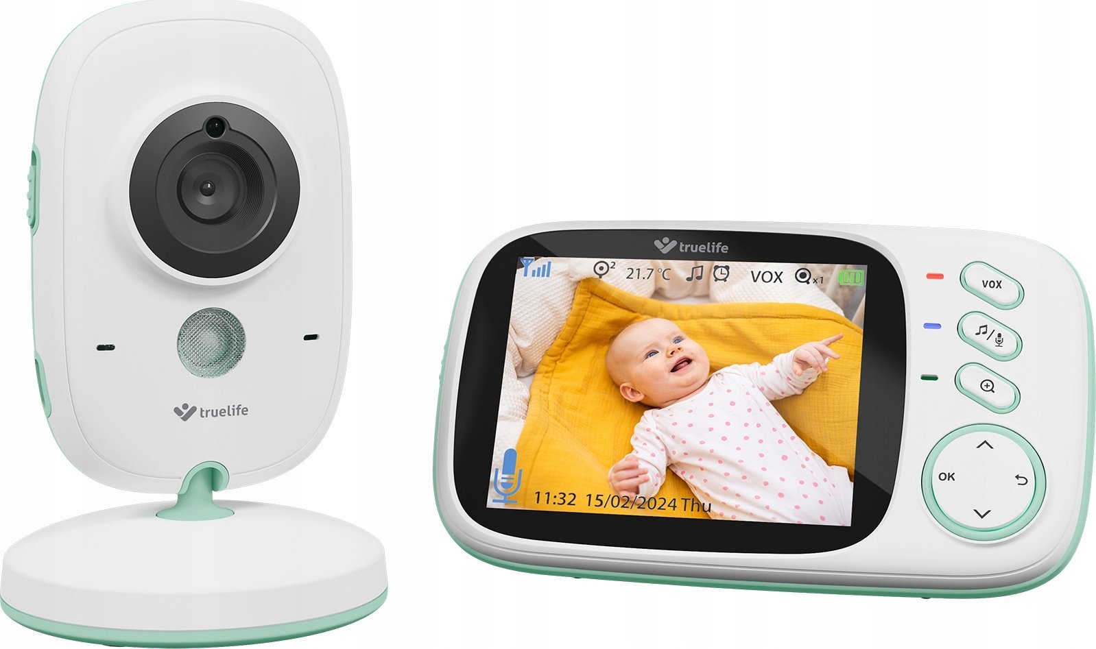 Monitor bebe Truelife Nanny Cam H32 Pro, ekran 3.2", 2.4 GHz, i bardhë