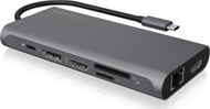 Docking station USB C Icy Box DK4050 CPD, HDMI dhe DisplayPort, alumini, gri