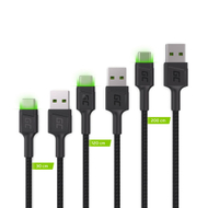 Set kabllosh Green Cell, USB-A në USB-C, 3 copë, 2m, i zi