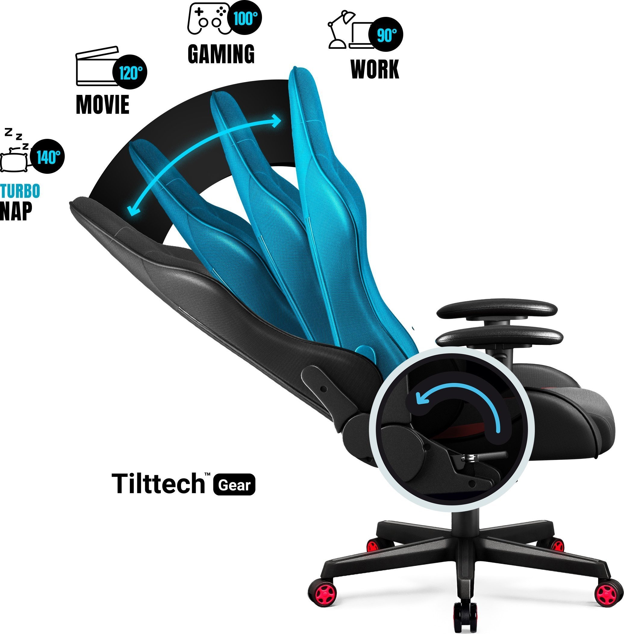 Karrige gaming Diablo Chairs X-ST4RTER, mekanizëm rregullimi, zi e kuqe