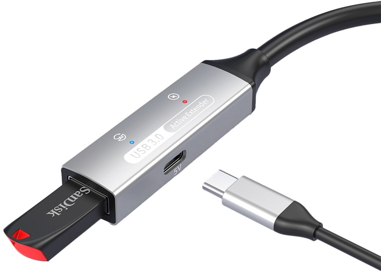 Kabllo zgjatuese USB PremiumCord Active, 5m, USB 3.2 Gen 1 5 Gbit/s, alumini