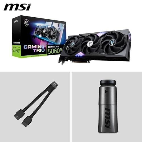 Графичка картичка MSI GeForce RTX 5060 Ti GAMING TRIO OC, 16GB GDDR7, PCIe 4.0, црна