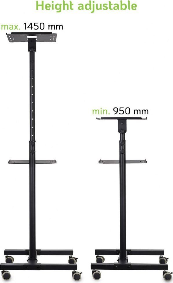 Tavolinë prezantimi mobile Techly ICA-TB TPM-10, për projektor dhe laptop, me rrota, e zezë